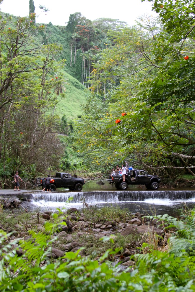 Locals outside of Hilo, packing up after a gathering, of sorts.